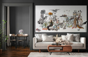 panoramique iodé salon canapé papier peint Charlotte Massip